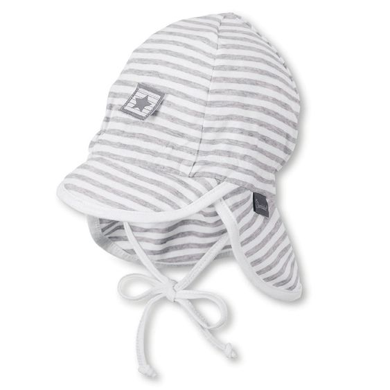 Sterntaler Schirmmütze mit Nackenschutz - Ringel Grau Weiß - Gr. 43