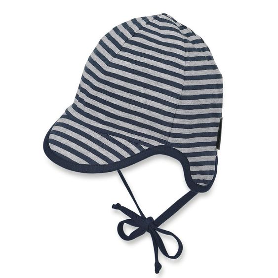 Sterntaler Schirmmütze mit Ohrenklappen Ringel - Marine Grau - Gr. 39