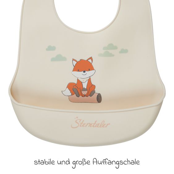 Sterntaler Silicone Bib with drip tray - Fuchs Filou