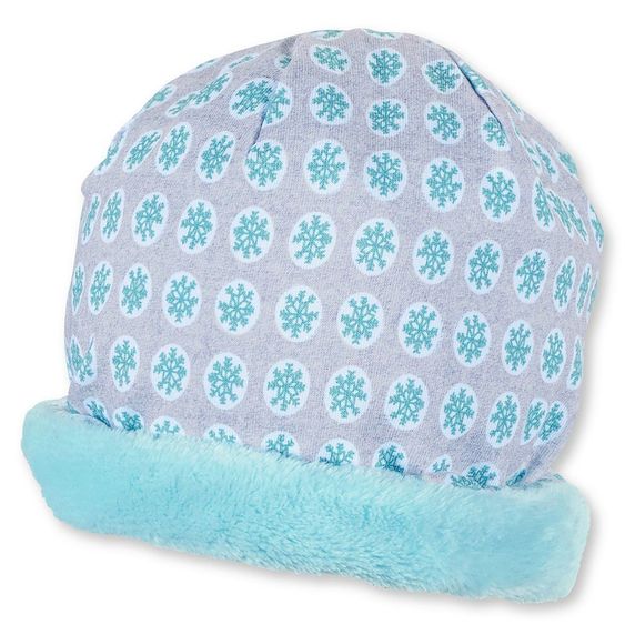 Sterntaler Slouch-Beanie - Eisblumen Grau Türkis - Gr. 37