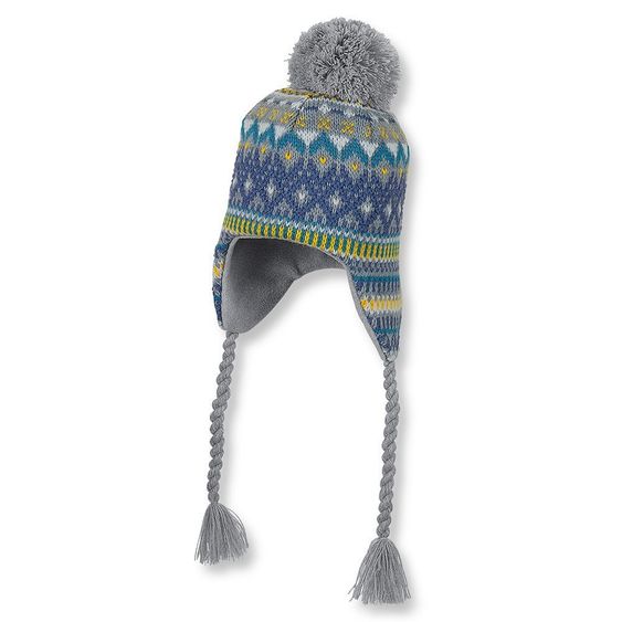 Sterntaler Strickmütze mit Bommel - Grau Blau - Gr. 47
