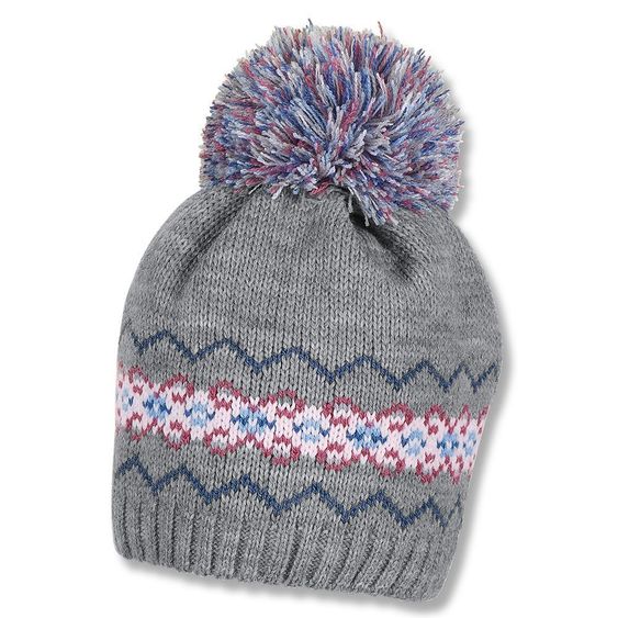 Sterntaler Knitted hat with pompon - Grey - Size 41