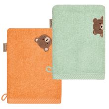 Guanto da lavaggio 2 pezzi 21 x 15 cm - Famiglia Orso
