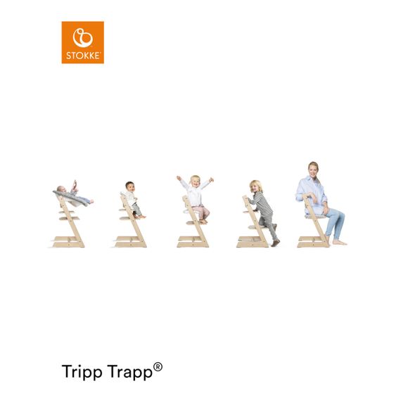 Stokke Mitwachsender Treppenhochstuhl Tripp Trapp® Buchenholz lackiert - Storm Grey / Grau