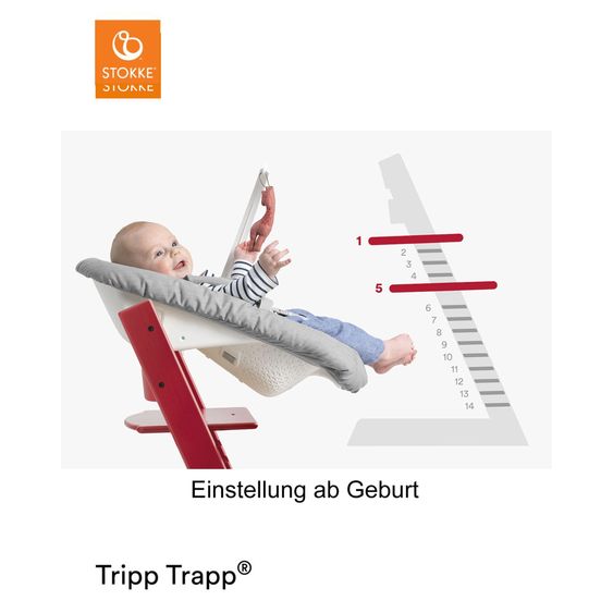Stokke Seggiolone Tripp Trapp® in legno di faggio laccato - Grigio tempesta / Grigio