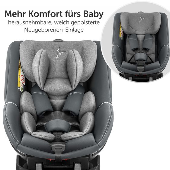 Storchenbeck Reboarder Kindersitz mit Isofix B50 / i-Size - ab Geburt bis ca. 4 Jahre (40-105 cm) - Grau Anthrazit