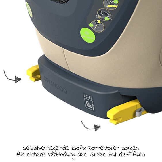 Swandoo Child seat Charlie i-Size 3 years - 12 years (100 cm - 150 cm) with width adjustment & additional side impact protection - Alfala