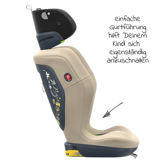Swandoo Child seat Charlie i-Size 3 years - 12 years (100 cm - 150 cm) with width adjustment & additional side impact protection - Alfala