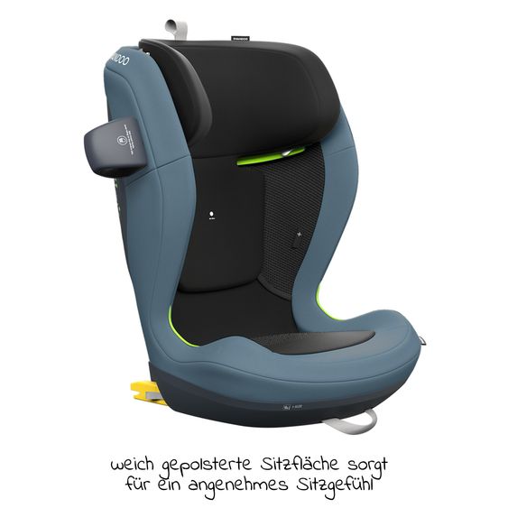 Swandoo Seggiolino auto Charlie i-Size 3 anni - 12 anni (100 cm - 150 cm) con regolazione in larghezza e protezione aggiuntiva contro gli impatti laterali - Blueberry