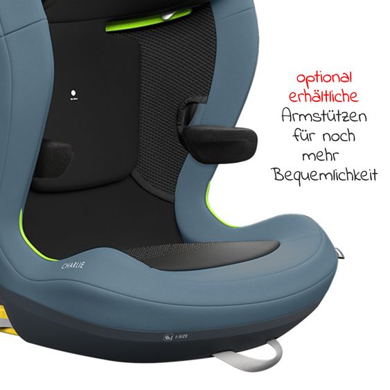 Swandoo Seggiolino auto Charlie i-Size 3 anni - 12 anni (100 cm - 150 cm) con regolazione in larghezza e protezione aggiuntiva contro gli impatti laterali - Blueberry