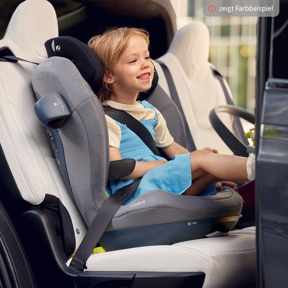 Swandoo Seggiolino auto Charlie i-Size 3 anni - 12 anni (100 cm - 150 cm) con regolazione in larghezza e protezione aggiuntiva contro gli impatti laterali - Blueberry