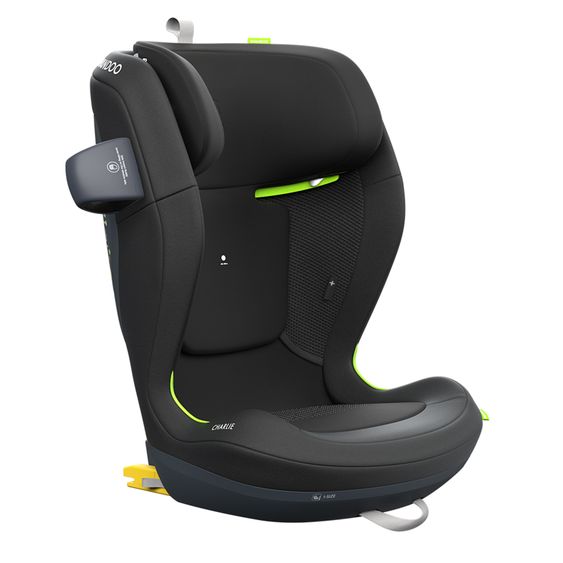 Swandoo Seggiolino auto Charlie i-Size 3 anni - 12 anni (100 cm - 150 cm) con regolazione in larghezza e protezione aggiuntiva dagli impatti laterali - Chia Black