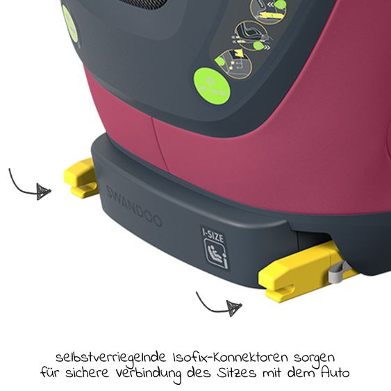 Swandoo Kindersitz Charlie i-Size 3 Jahre - 12 Jahre (100 cm - 150 cm) mit Breitenanpassung & zusätzlicher Seitenaufprallschutz - Forest Fruits