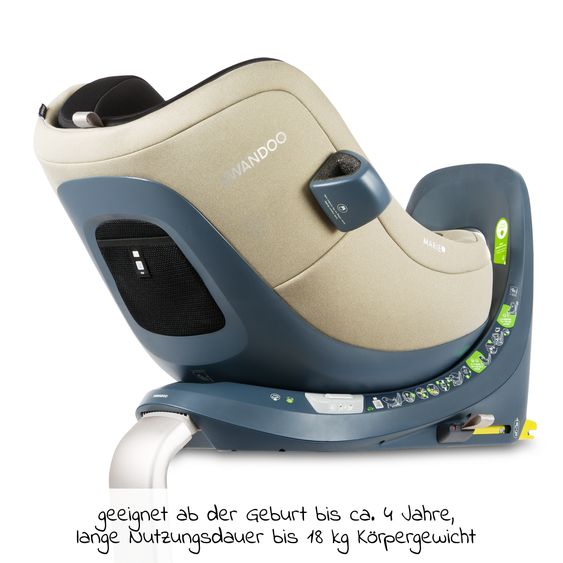 Swandoo Reboarder-Kindersitz Marie³ i-Size ab Geburt - 4 Jahre (40 cm - 105 cm, 18 kg) 360 ° drehbar inkl. Neugeboreneneinlage, verstellbare Kopfstütze & Isofix - Alfala