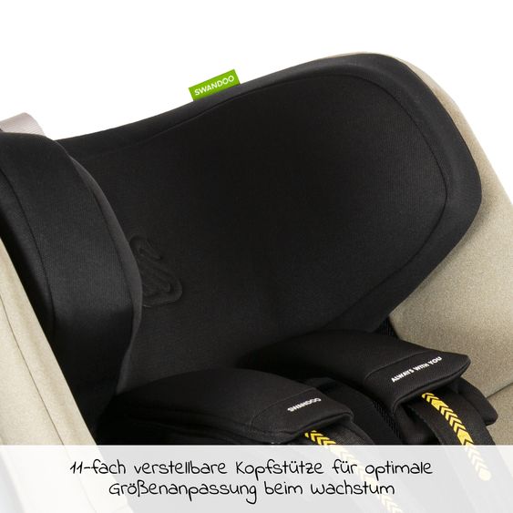 Swandoo Reboarder-Kindersitz Marie³ i-Size ab Geburt - 4 Jahre (40 cm - 105 cm, 18 kg) 360 ° drehbar inkl. Neugeboreneneinlage, verstellbare Kopfstütze & Isofix - Alfala