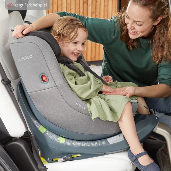 Swandoo Reboarder-Kindersitz Marie³ i-Size ab Geburt - 4 Jahre (40 cm - 105 cm, 18 kg) 360 ° drehbar inkl. Neugeboreneneinlage, verstellbare Kopfstütze & Isofix - Alfala