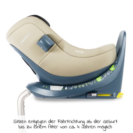 Swandoo Reboarder-Kindersitz Marie³ i-Size ab Geburt - 4 Jahre (40 cm - 105 cm, 18 kg) 360 ° drehbar inkl. Neugeboreneneinlage, verstellbare Kopfstütze & Isofix - Alfala