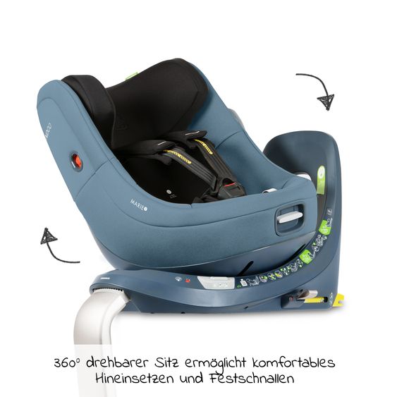 Swandoo Reboarder-Kindersitz Marie³ i-Size ab Geburt - 4 Jahre (40 cm - 105 cm, 18 kg) 360 ° drehbar inkl. Neugeboreneneinlage, verstellbare Kopfstütze & Isofix - Blueberry