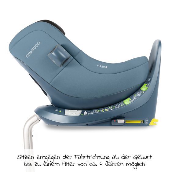 Swandoo Reboarder-Kindersitz Marie³ i-Size ab Geburt - 4 Jahre (40 cm - 105 cm, 18 kg) 360 ° drehbar inkl. Neugeboreneneinlage, verstellbare Kopfstütze & Isofix - Blueberry