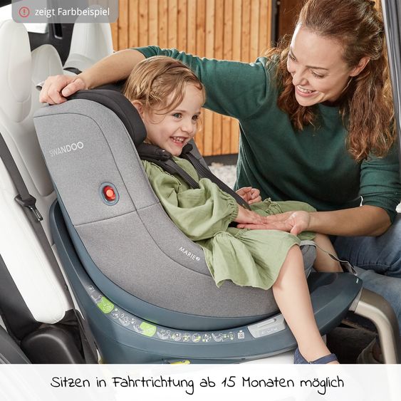 Swandoo Reboarder-Kindersitz Marie³ i-Size ab Geburt - 4 Jahre (40 cm - 105 cm, 18 kg) 360 ° drehbar inkl. Neugeboreneneinlage, verstellbare Kopfstütze & Isofix - Blueberry