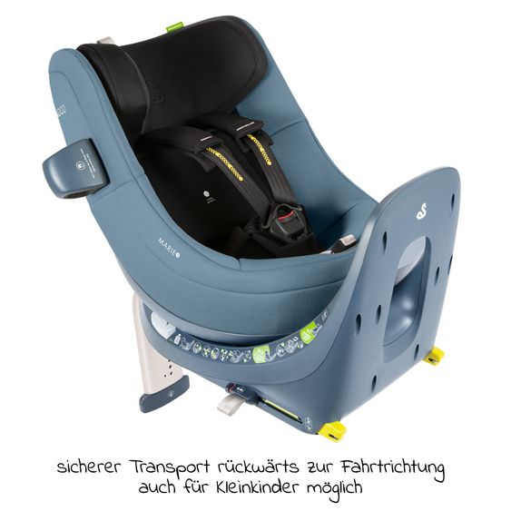 Swandoo Reboarder-Kindersitz Marie³ i-Size ab Geburt - 4 Jahre (40 cm - 105 cm, 18 kg) 360 ° drehbar inkl. Neugeboreneneinlage, verstellbare Kopfstütze & Isofix - Blueberry