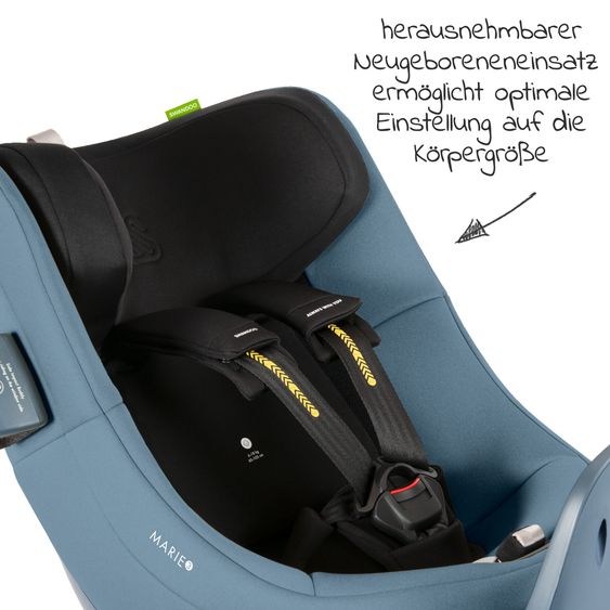 Swandoo Reboarder-Kindersitz Marie³ i-Size ab Geburt - 4 Jahre (40 cm - 105 cm, 18 kg) 360 ° drehbar inkl. Neugeboreneneinlage, verstellbare Kopfstütze & Isofix - Blueberry