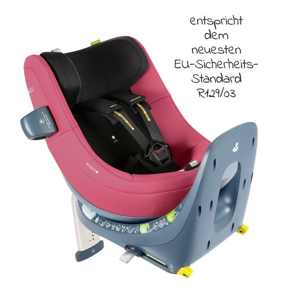 Swandoo Seggiolino Reboarder Marie³ i-Size dalla nascita ai 4 anni (40 cm - 105 cm, 18 kg) girevole a 360° con inserto neonato, poggiatesta regolabile e Isofix - Frutti di Bosco