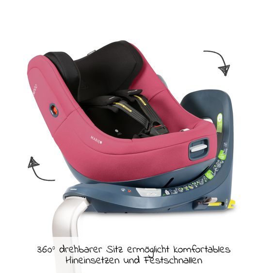 Swandoo Seggiolino Reboarder Marie³ i-Size dalla nascita ai 4 anni (40 cm - 105 cm, 18 kg) girevole a 360° con inserto neonato, poggiatesta regolabile e Isofix - Frutti di Bosco