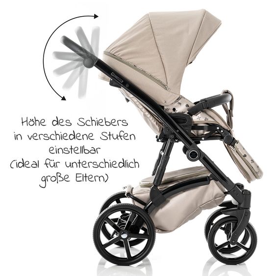 Tako Kombi-Kinderwagen Laret Imperial inkl. Sportwagen, Babywanne, Wickeltasche, Beindecke & Regenschutz - Beige Schwarz