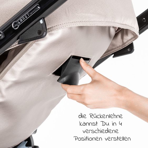 Tako Kombi-Kinderwagen Laret Imperial inkl. Sportwagen, Babywanne, Wickeltasche, Beindecke & Regenschutz - Beige Schwarz
