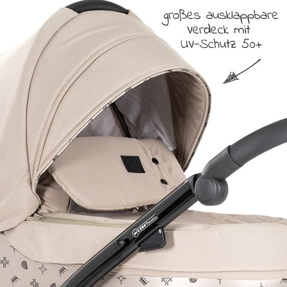Tako Kombi-Kinderwagen Laret Imperial inkl. Sportwagen, Babywanne, Wickeltasche, Beindecke & Regenschutz - Beige Schwarz