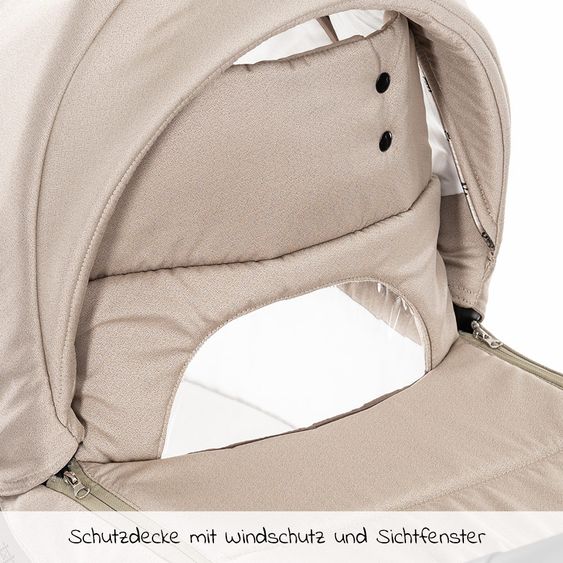 Tako Kombi-Kinderwagen Laret Imperial inkl. Sportwagen, Babywanne, Wickeltasche, Beindecke & Regenschutz - Beige Schwarz