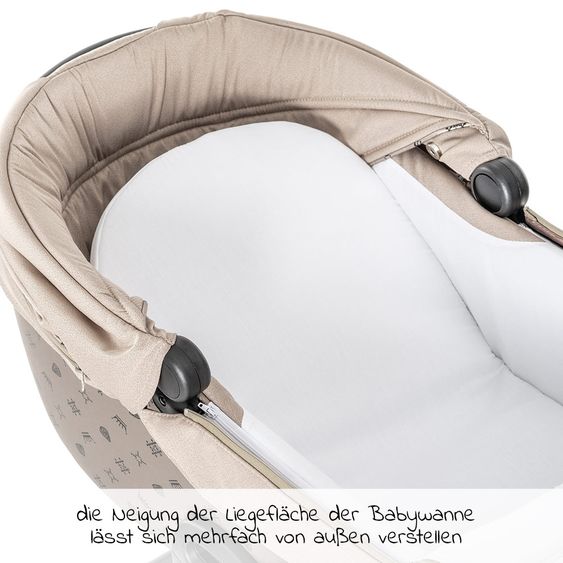 Tako Kombi-Kinderwagen Laret Imperial inkl. Sportwagen, Babywanne, Wickeltasche, Beindecke & Regenschutz - Beige Schwarz