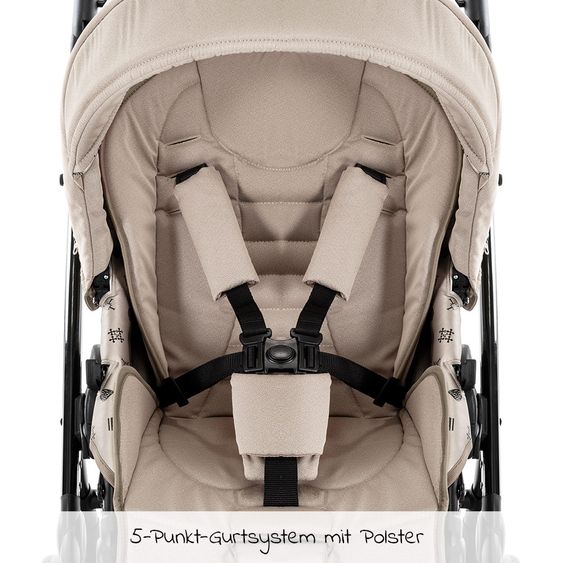 Tako Kombi-Kinderwagen Laret Imperial inkl. Sportwagen, Babywanne, Wickeltasche, Beindecke & Regenschutz - Beige Schwarz