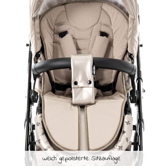 Tako Kombi-Kinderwagen Laret Imperial inkl. Sportwagen, Babywanne, Wickeltasche, Beindecke & Regenschutz - Beige Schwarz