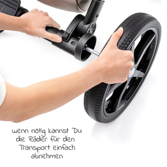 Tako Kombi-Kinderwagen Laret Imperial inkl. Sportwagen, Babywanne, Wickeltasche, Beindecke & Regenschutz - Beige Schwarz