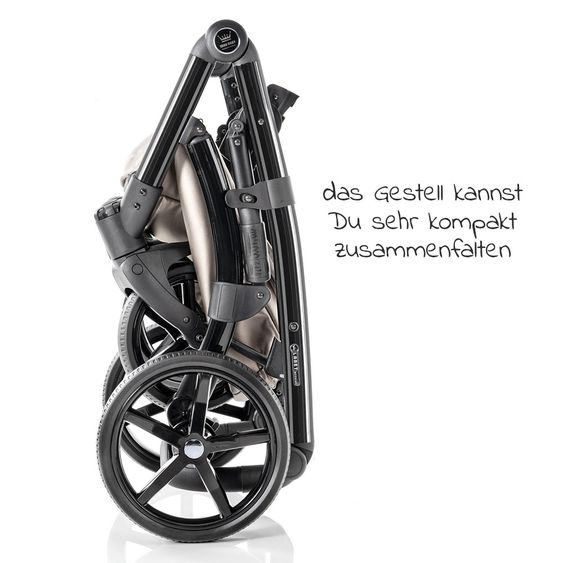 Tako Kombi-Kinderwagen Laret Imperial inkl. Sportwagen, Babywanne, Wickeltasche, Beindecke & Regenschutz - Beige Schwarz