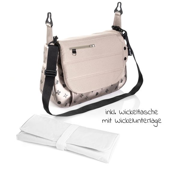 Tako Kombi-Kinderwagen Laret Imperial inkl. Sportwagen, Babywanne, Wickeltasche, Beindecke & Regenschutz - Beige Schwarz