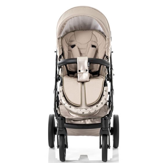 Tako Kombi-Kinderwagen Laret Imperial inkl. Sportwagen, Babywanne, Wickeltasche, Beindecke & Regenschutz - Beige Schwarz