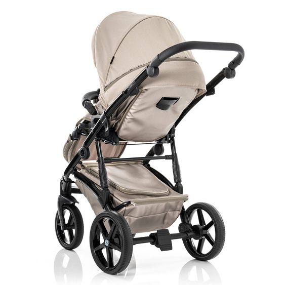 Tako Kombi-Kinderwagen Laret Imperial inkl. Sportwagen, Babywanne, Wickeltasche, Beindecke & Regenschutz - Beige Schwarz