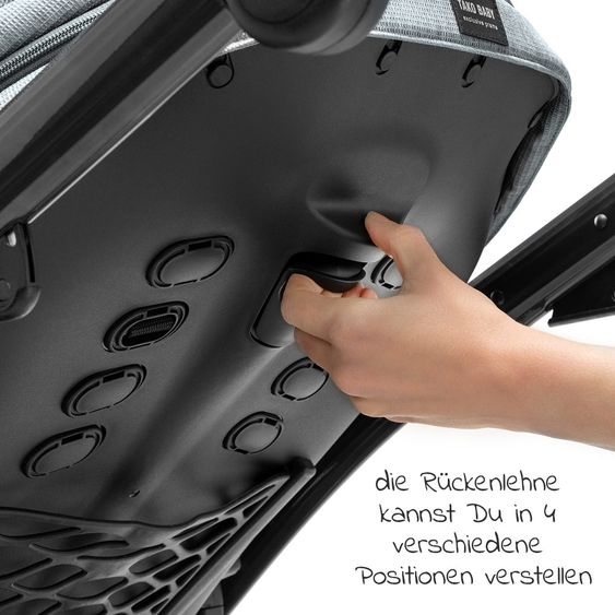 Tako Kombi-Kinderwagen Starline inkl. Sportwagen, Babywanne, Wickeltasche, Beindecke & Regenschutz - Grau Schwarz