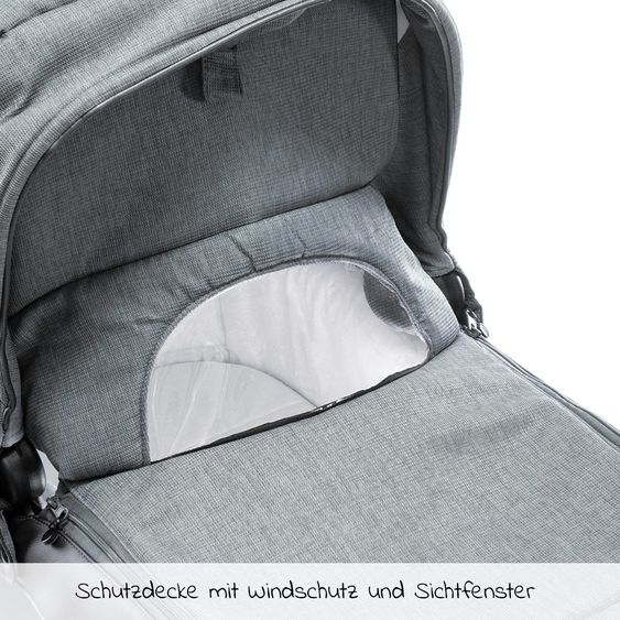 Tako Kombi-Kinderwagen Starline inkl. Sportwagen, Babywanne, Wickeltasche, Beindecke & Regenschutz - Grau Schwarz