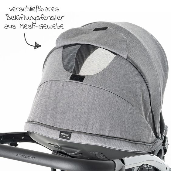 Tako Kombi-Kinderwagen Starline inkl. Sportwagen, Babywanne, Wickeltasche, Beindecke & Regenschutz - Grau Schwarz