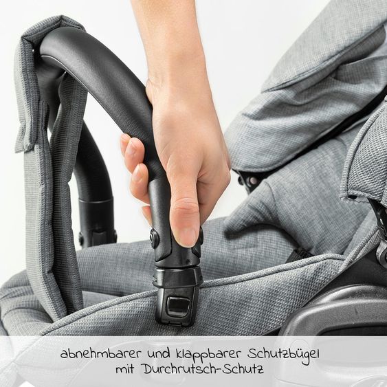 Tako Kombi-Kinderwagen Starline inkl. Sportwagen, Babywanne, Wickeltasche, Beindecke & Regenschutz - Grau Schwarz