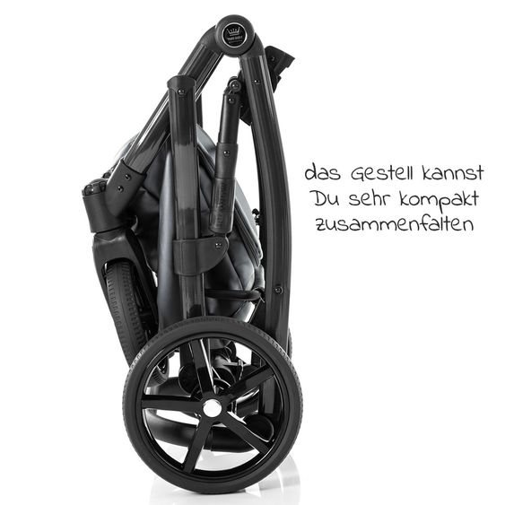 Tako Kombi-Kinderwagen Starline inkl. Sportwagen, Babywanne, Wickeltasche, Beindecke & Regenschutz - Grau Schwarz