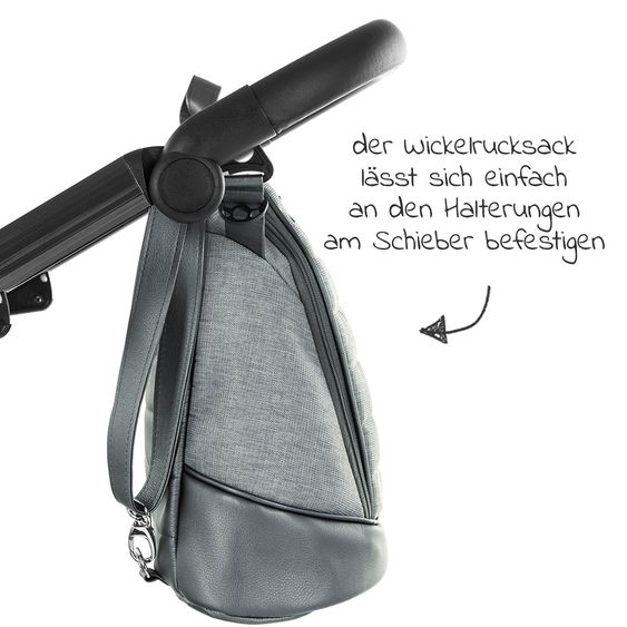 Tako Kombi-Kinderwagen Starline inkl. Sportwagen, Babywanne, Wickeltasche, Beindecke & Regenschutz - Grau Schwarz