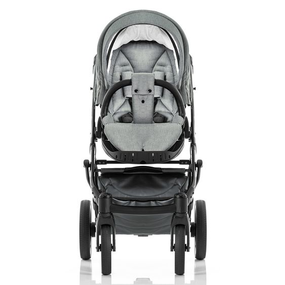 Tako Kombi-Kinderwagen Starline inkl. Sportwagen, Babywanne, Wickeltasche, Beindecke & Regenschutz - Grau Schwarz