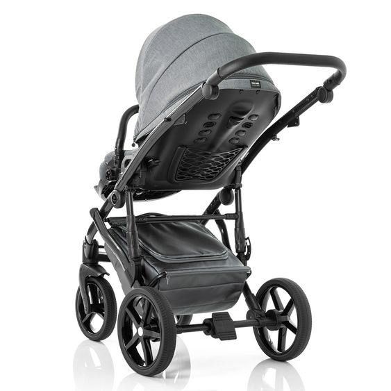 Tako Kombi-Kinderwagen Starline inkl. Sportwagen, Babywanne, Wickeltasche, Beindecke & Regenschutz - Grau Schwarz