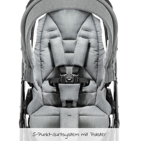 Tako Kombi-Kinderwagen Starline Sportwagen, Babywanne, Wickeltasche, Beindecke, + Zubehörpaket - Grau Schwarz