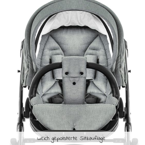 Tako Kombi-Kinderwagen Starline Sportwagen, Babywanne, Wickeltasche, Beindecke, + Zubehörpaket - Grau Schwarz